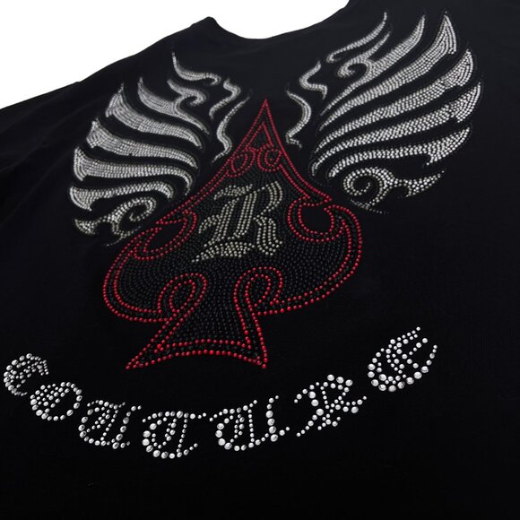 Rawyalty Couture High Roller Vegas Casino Spade Rhinestone Mens L Bling Shirt - Picture 3 of 6